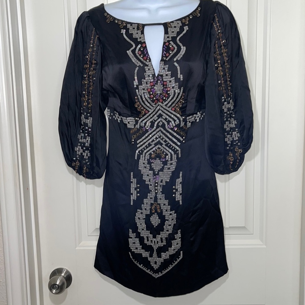 Sale! ☄️Nanette Lapore Black Beaded Mini Dress Size 2